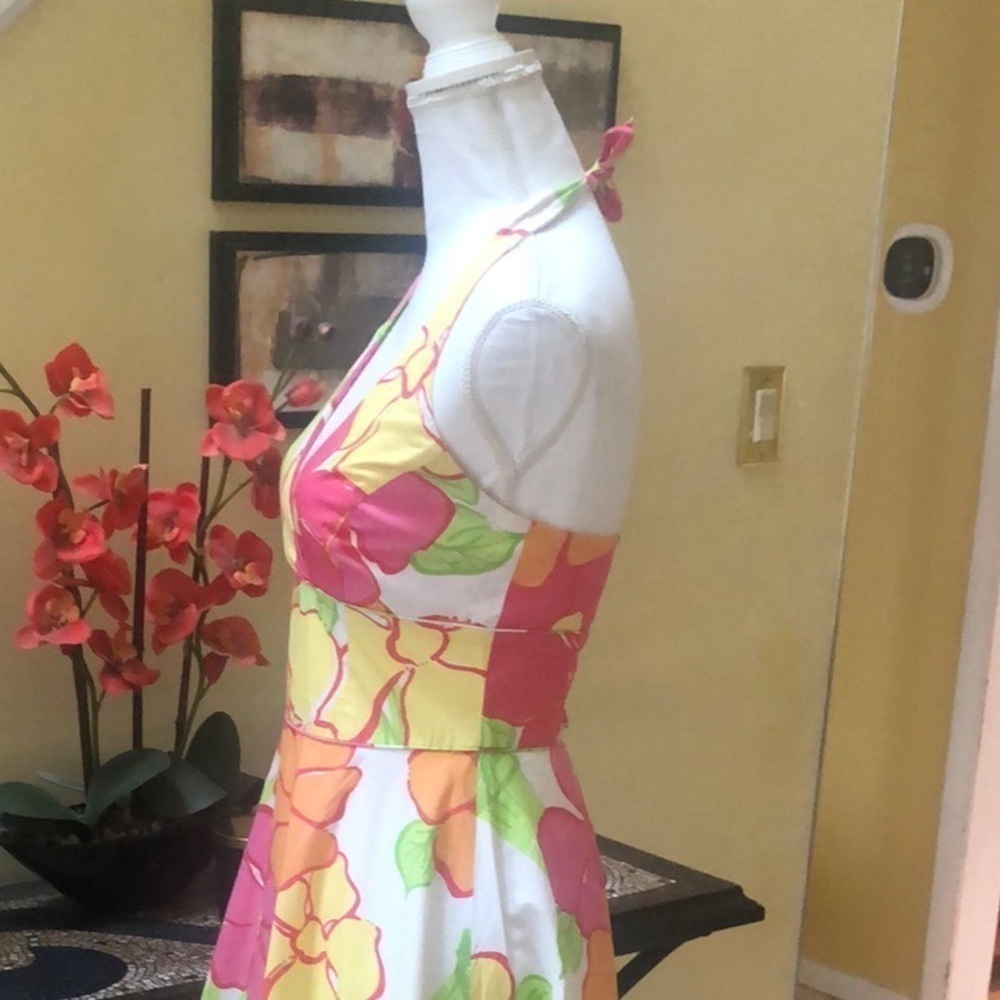 Lilly Pulitzer🚫SOLD🚫White Label Vintage Floral Midi Halter Tie A line Dress - Picture 7 of 15